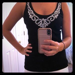 Black Express Jeweled Tank Top